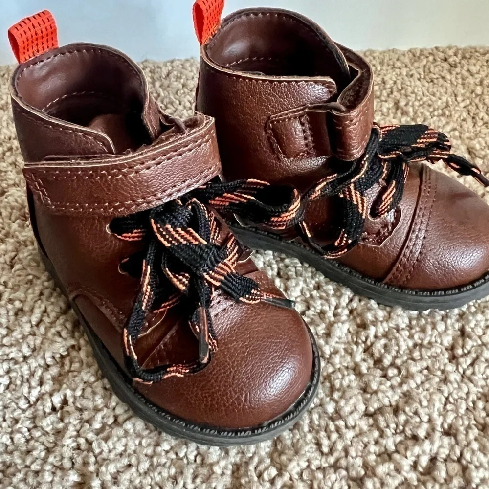 Carter’s Brown Booties with Velcro strap. Size 4
